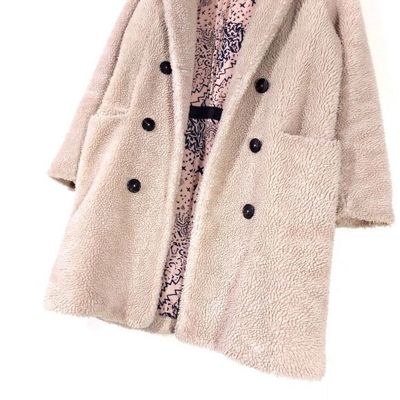ZADIG and VOLTAIRE Mint Teddy Coat Judo Faux Sherpa Tan Brown 90s Minimal Small - Picture 5 of 11